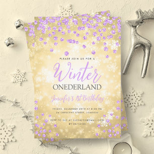 Convite primeiro aniversario Dourado de inverno ONEDERLAND