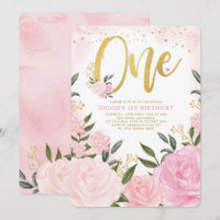 primeiro aniversario Dourado de Rosas cor-de-rosa
