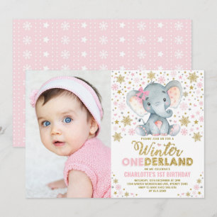 Convite Primeiro aniversario Dourado Inverno de Onederland