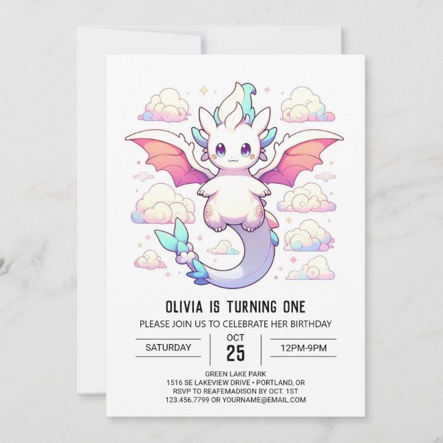 Convite Primeiro aniversario Dragão Encantado (Frente)