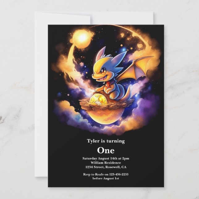 Convite Primeiro aniversario Dragon (Frente)