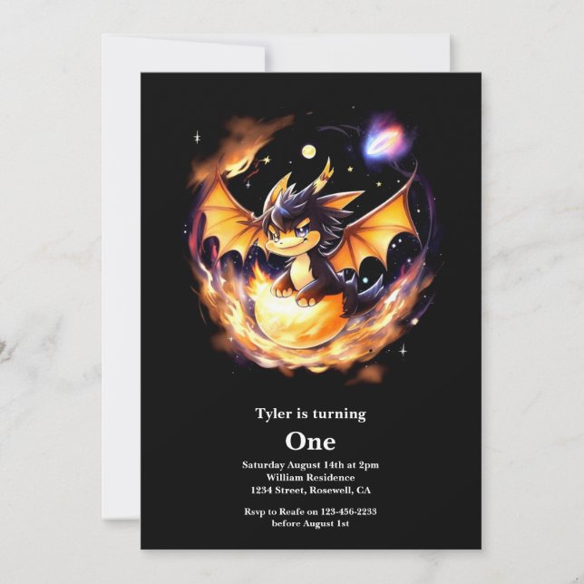 Convite Primeiro aniversario Dragon (Frente)