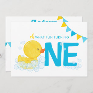 Convite Primeiro aniversario Duplo Lado da Borracha de Aqu