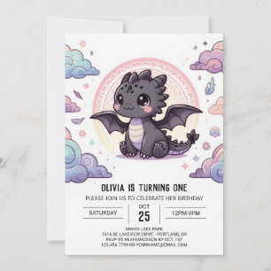 Convite Primeiro aniversario Elegante Whimsical