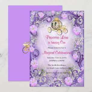 Convite Primeiro aniversario Encantada Princesa Floral Rox