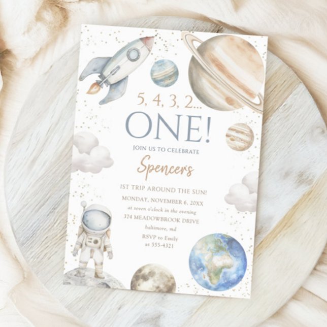 Convite Primeiro aniversario espacial externo Primeira via (Criador carregado)