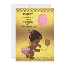 primeiro aniversario Ethnic Girl Balloon Dourado C