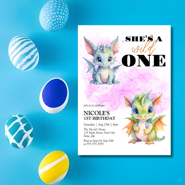 Convite Primeiro aniversario Fantasia do Dragão Bebê Selva (Criador carregado)