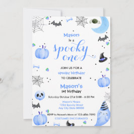 Convite Primeiro aniversario fantasma azul Spooky