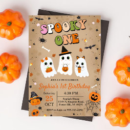 Convite Primeiro aniversario Fantasma Feliz de Halloween