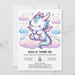 Convite Primeiro aniversario Fantasy Dragon