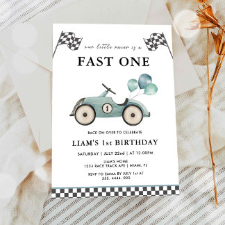 Convite Primeiro aniversario Fast One Race Car Boys