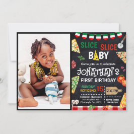 Convite Primeiro aniversario Fatia Fatia de Pizza Bebê