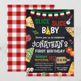 Convite Primeiro aniversario Fatia Fatia de Pizza Bebê