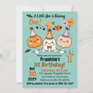 Convite Primeiro Aniversário Festa de Halloween Abóbora Fa