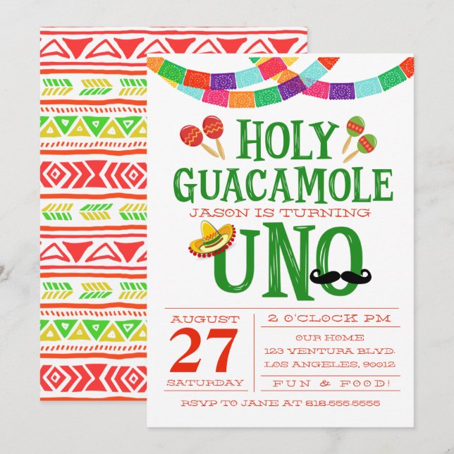 CONVITE PRIMEIRO ANIVERSÁRIO FIESTA (Frente/Verso)