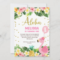 primeiro aniversario Flamingo Dourado Aloha Floral