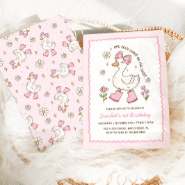 Convite Primeiro aniversario Floral de Arco Rosa com Um Bo
