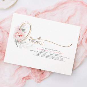 Convite Primeiro aniversario Floral Rosa Magnífico