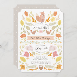 Convite Primeiro aniversario Foliar de outono de Animais d