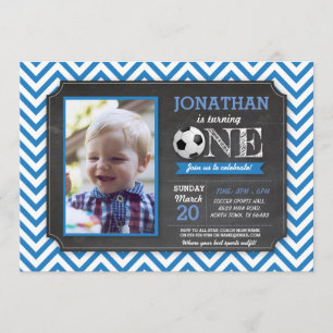 Convite primeiro aniversario Fotográfico de bola de futeb