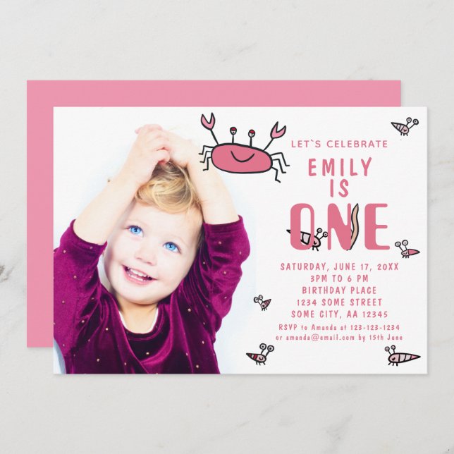 Convite Primeiro aniversario Fotográfico de Meninas de Car (Frente/Verso)