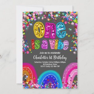 Convite primeiro aniversario Girls Glitter Party