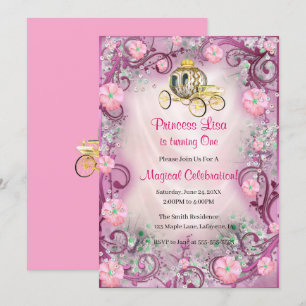 Convite Primeiro aniversario Incantada da Princesa Floral