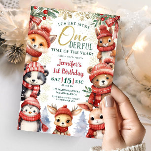 Convite Primeiro aniversario Inverno De Onederland Cute De