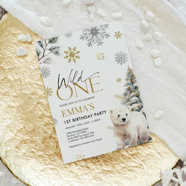 Convite primeiro aniversario Invitation Bear, Selvagem Um  (Criador carregado)