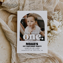 Convite primeiro aniversario Invitation Look Who Is One Co