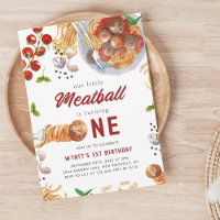 Primeiro aniversario Italiano De Meatball Em Aquar