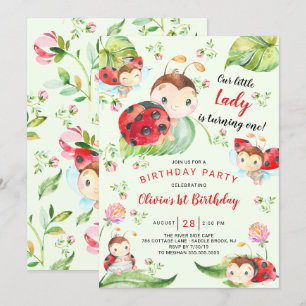 Convite Primeiro aniversario Lady Ladybug Adorável