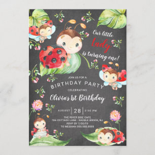Convite Primeiro aniversario Lady Ladybug do Chalkboard