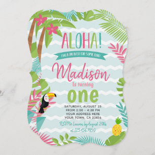 Convite primeiro aniversario Luau