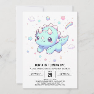 Convite Primeiro aniversario Maiestoso Dreamur Dinossaur