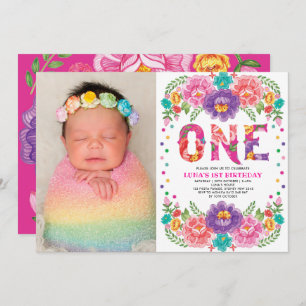 Convite primeiro aniversario Médio Floral Fiesta Nacho