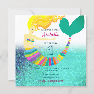 Convite Primeiro aniversario Mermaid