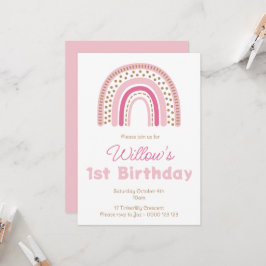 Convite Primeiro aniversario Minimalista Pastel Boho Rainb