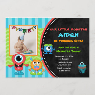 Convite Primeiro aniversario Monster Birthday