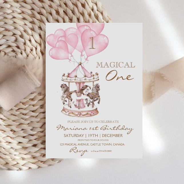 Convite Primeiro aniversario Namorado de Carrossel Unicorn (Criador carregado)