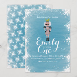 Convite Primeiro Aniversário Nutcracker Flocos de Neve Aqu