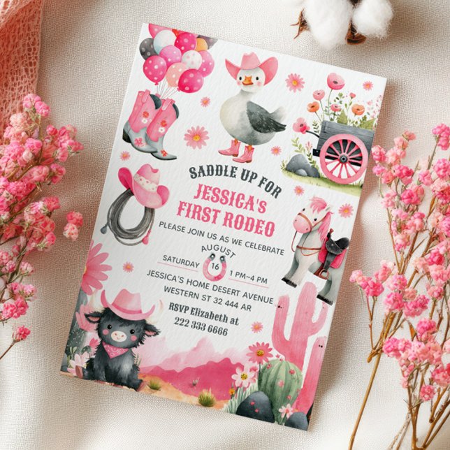 Convite Primeiro Aniversário Ocidental do Bobo Rodeo Gado  (Criador carregado)