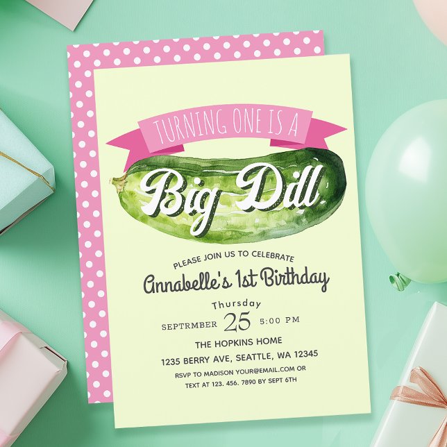 Convite Primeiro aniversario para Crianças de Big Dill Pic (Criador carregado)