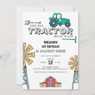 Convite Primeiro aniversario para moinhos de Fazenda verde