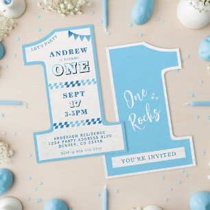 Convite primeiro aniversario Party Boys Blue One