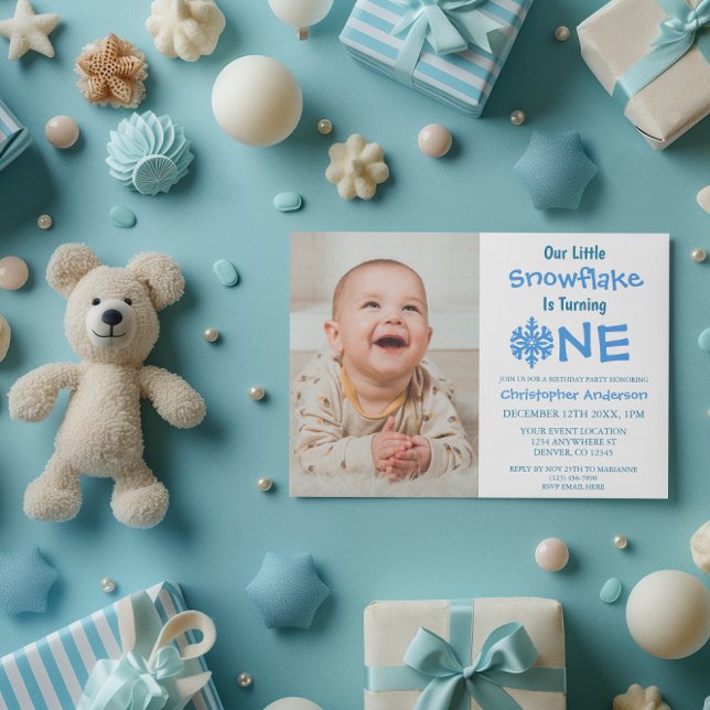 Convite Primeiro aniversario Pequeno Floco de Neve (Criador carregado)