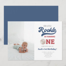 Convite Primeiro aniversario Photo Rookie Baseball Boys