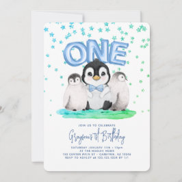 Convite Primeiro aniversario Pinguim Gelado