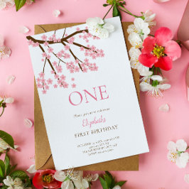 Convite Primeiro Aniversário Primavera Cherry Blossomo Flo